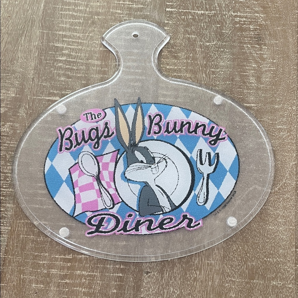 Vintage Warner Bros Bugs Bunny Diner Clear Cutting Board, Serving Display